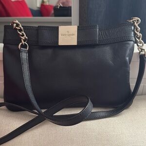Kate Spade New York Black Bow Crossbody with Chain & Leather